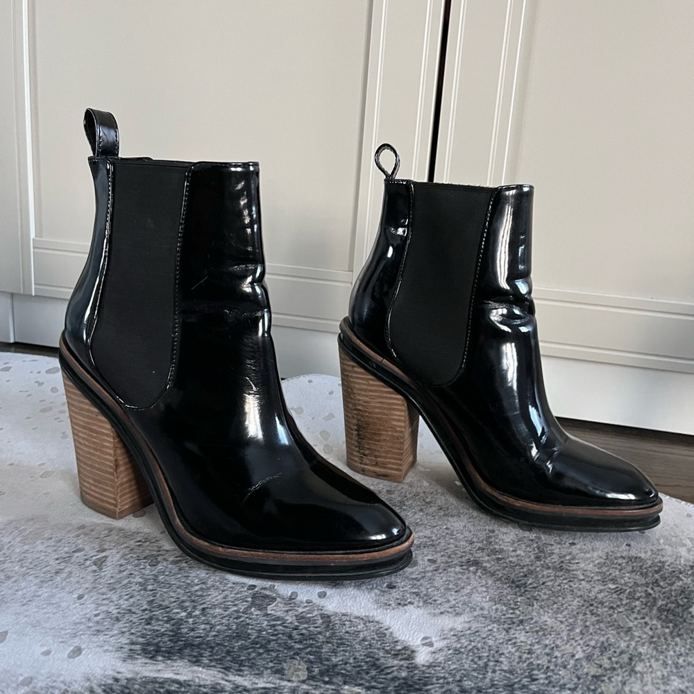 Aldo Black Patent Leather Booties